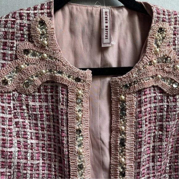 NWT Antonio Marras tweed pearls embellished blazer Sz 40/ M - Picture 3 of 9